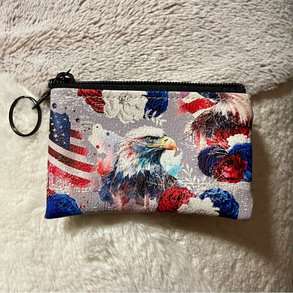 Jakari Mini Zipper Pouch/Coin Purse with Key Ring-Americana Floral
